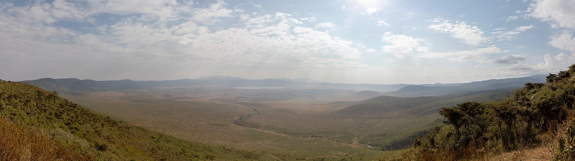 View across the Ngorongoro Crater floor from the forested rim