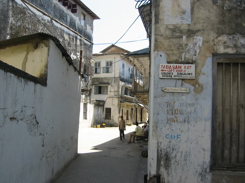 Weathered alleyway in historic Stone Town, Zanzibar